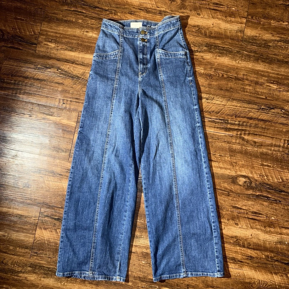 Pilcro Wide-Leg High-Rise Blue Jeans